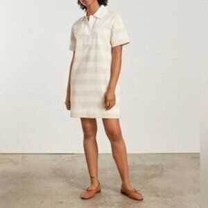 Everlane The Organic Cotton Short Sleeve Polo Mini Dress Beige White XS